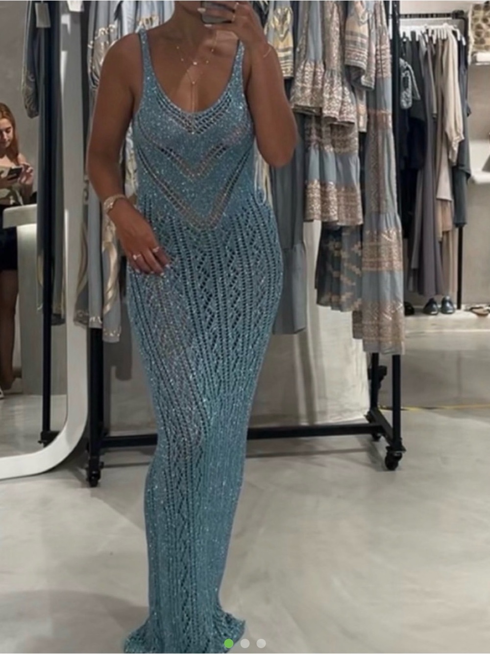 Aqua/Silver Mesh Like Swimsuit Cover Up